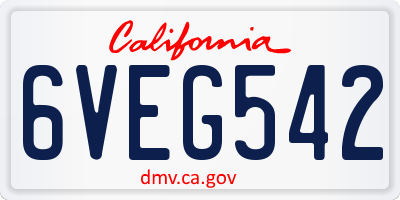 CA license plate 6VEG542