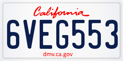 CA license plate 6VEG553
