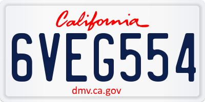 CA license plate 6VEG554