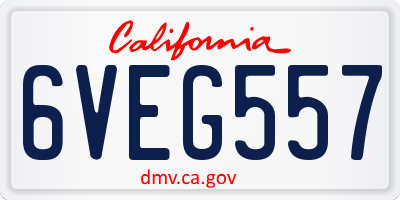 CA license plate 6VEG557
