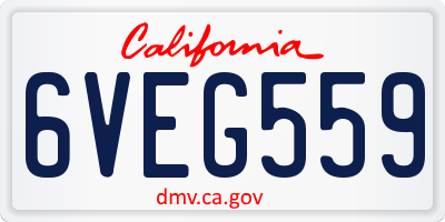 CA license plate 6VEG559