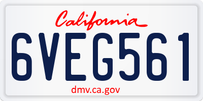 CA license plate 6VEG561