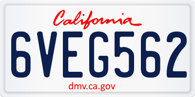 CA license plate 6VEG562