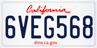 CA license plate 6VEG568