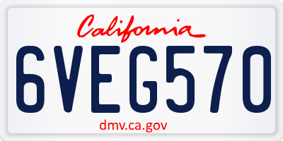 CA license plate 6VEG570