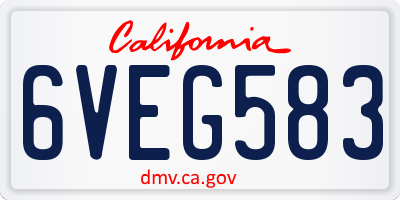 CA license plate 6VEG583