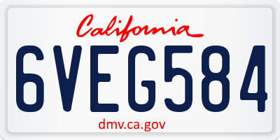 CA license plate 6VEG584