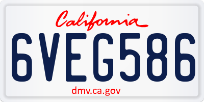 CA license plate 6VEG586
