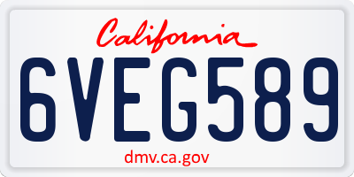 CA license plate 6VEG589