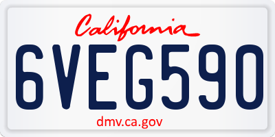 CA license plate 6VEG590