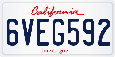 CA license plate 6VEG592