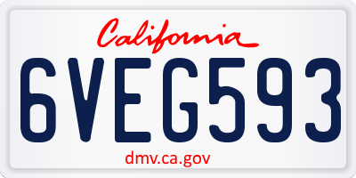 CA license plate 6VEG593