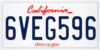 CA license plate 6VEG596