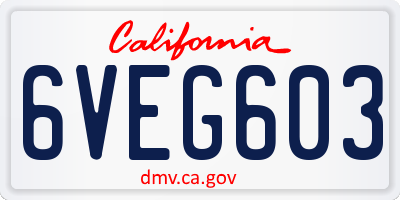 CA license plate 6VEG603