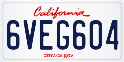 CA license plate 6VEG604