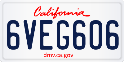 CA license plate 6VEG606