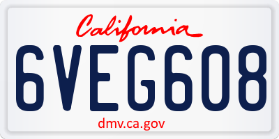 CA license plate 6VEG608