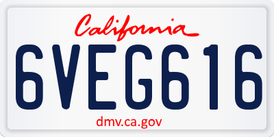 CA license plate 6VEG616