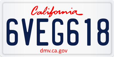 CA license plate 6VEG618