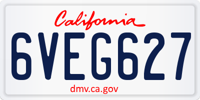 CA license plate 6VEG627