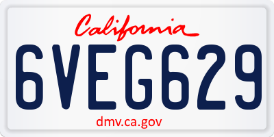 CA license plate 6VEG629