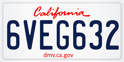 CA license plate 6VEG632