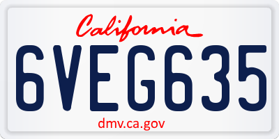 CA license plate 6VEG635