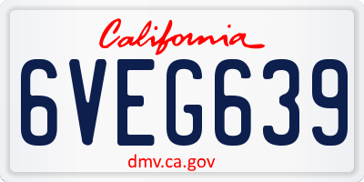 CA license plate 6VEG639