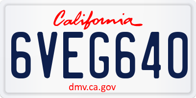 CA license plate 6VEG640