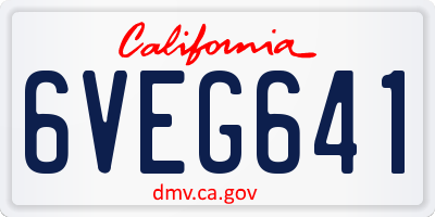 CA license plate 6VEG641