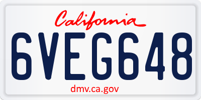 CA license plate 6VEG648