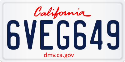 CA license plate 6VEG649