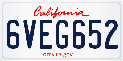 CA license plate 6VEG652