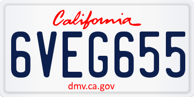 CA license plate 6VEG655