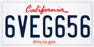 CA license plate 6VEG656