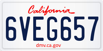 CA license plate 6VEG657