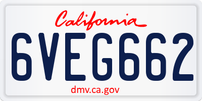 CA license plate 6VEG662
