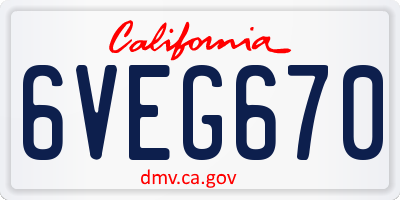 CA license plate 6VEG670