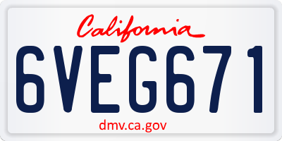 CA license plate 6VEG671