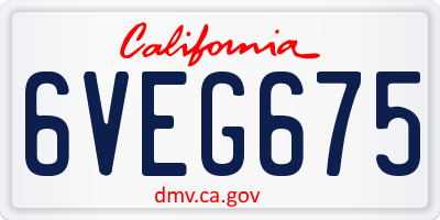 CA license plate 6VEG675