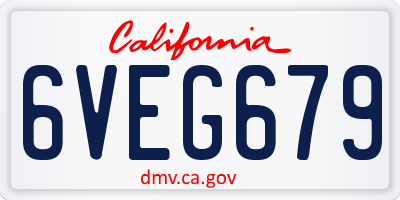CA license plate 6VEG679