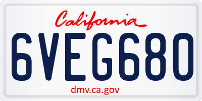 CA license plate 6VEG680