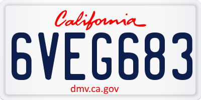 CA license plate 6VEG683