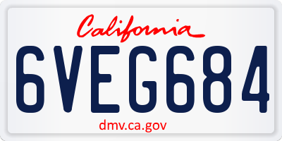 CA license plate 6VEG684