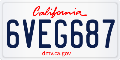 CA license plate 6VEG687