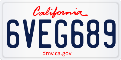 CA license plate 6VEG689