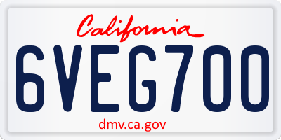 CA license plate 6VEG700