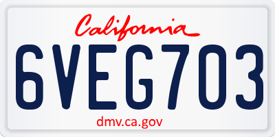 CA license plate 6VEG703