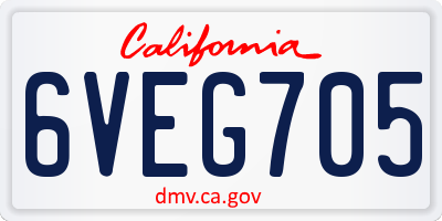 CA license plate 6VEG705