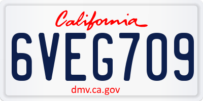 CA license plate 6VEG709
